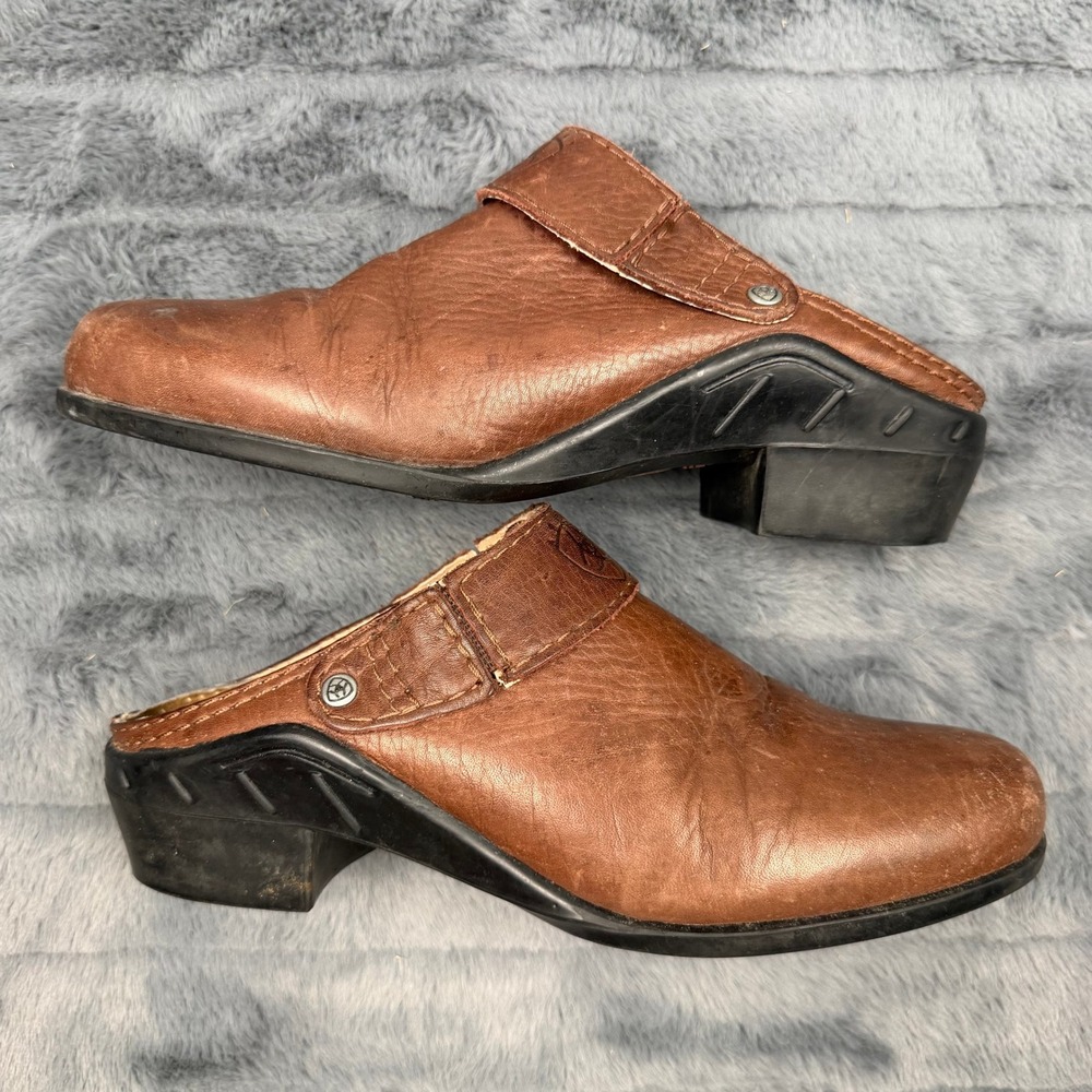 Ariat ATS Equipped Brown Leather Clogs Mules Shoes Womens 7M 94062 M20004 6